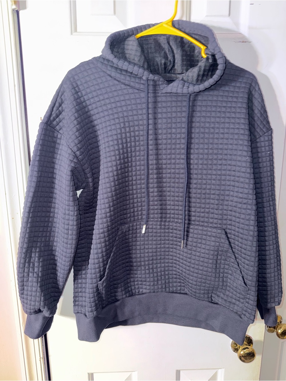 Men's Quilted Waffle Hoodie Sweatshirt - Slate Gray